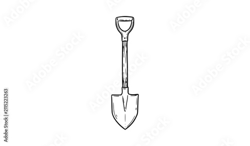 Black and White Hand Drawn Spade Doodle Vector Illustration