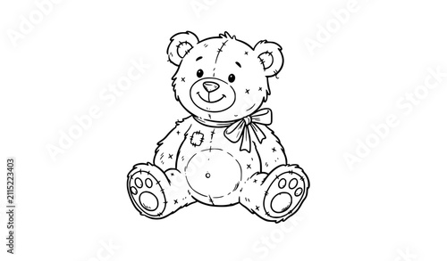 Cute Teddy Bear Plush Toy Hand Drawn Doodle Vector Clipart