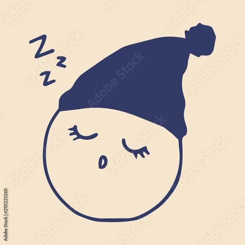 Картината върху платно Sleeping face with nightcap vector icon