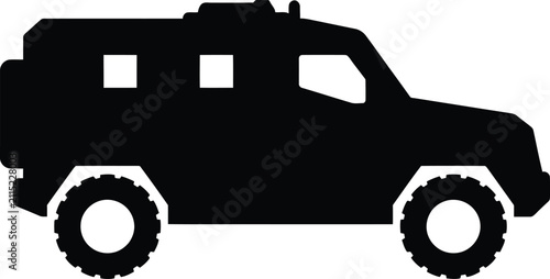 Silhouette vector of a rugged off-road military tactical vehicle design