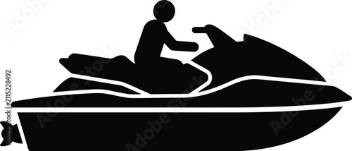 Silhouette vector person riding a fast water jet ski design