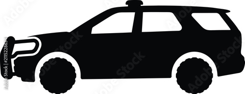 Fotografie Silhouette vector police cruiser emergency vehicle side view graphic design