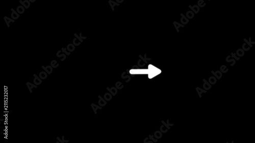 Minimalist white arrow pointing right on black background, for ui and, navigation direction pointer