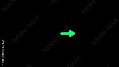 Minimalist green arrow animation on black background, for ui and, navigation direction pointer