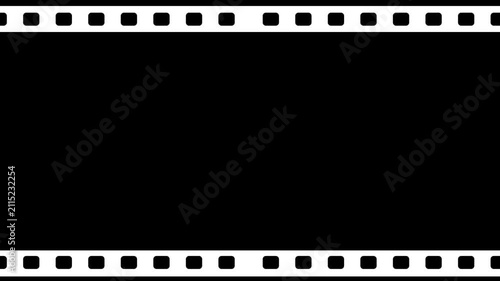 Classic 35mm strip overlay with moving sprockets for cinematic retro effects motion overlay