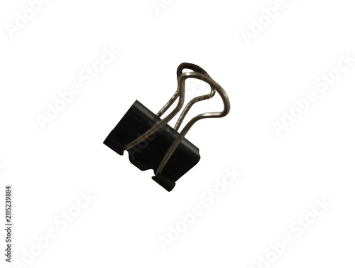 Black metal binder clip for office paper document organization