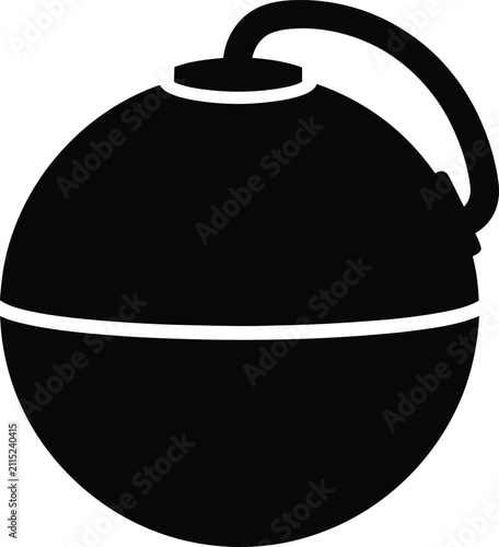 Slika na platnu Silhouette vector spherical bomb with fuse ready for explosive detonator design