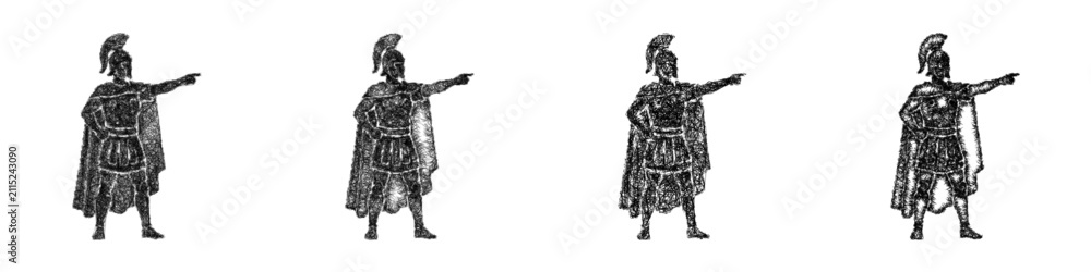Fototapeta premium Sketch black and white ancient commander icon design set