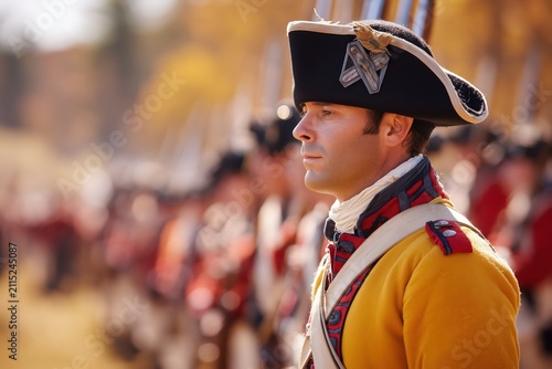 soldier in historical uniform during civil war reenactment