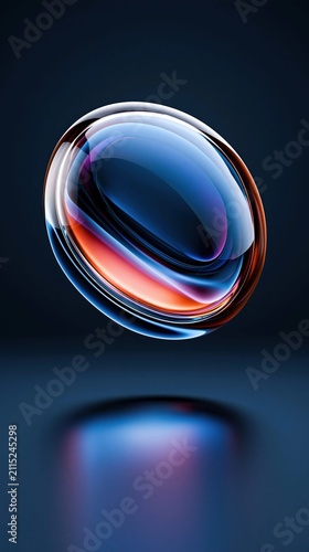 Plakat w ramie Iridescent orb reflecting light in an abstract composition