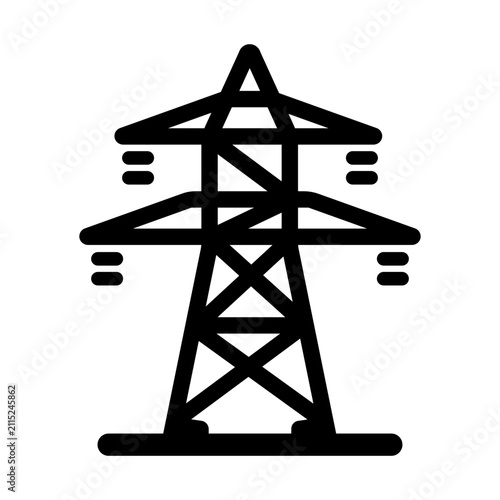 Electric Power Transmission Tower Icon for Electricity Grid, High Voltage Energy and Utility Infrastructure