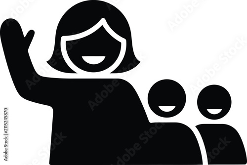 Silhouette vector teacher with students showing a classroom learning design