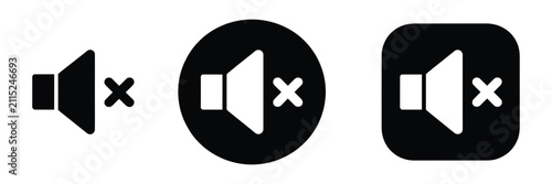 Foto Mute Button Symbols for Speaker, Sound Off, Audio Controls, Volume Settings, Med