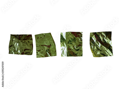 Four small square blocks of dark green textured moss