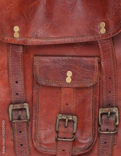 Obraz na płótnie old leather pocket with leather straps