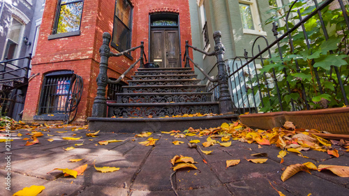 Cuadro en lienzo Ornate Victorian iron stoop leading to classic Capitol Hill townhouse in Washing