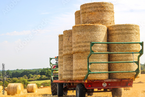 Hay stacks stacked in a large pile, hay harvesting for winter