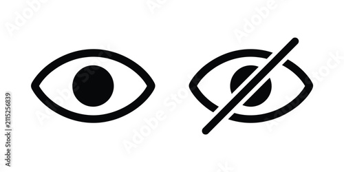 Canvastavla Visibility Icons featuring Eye, Visibility Off Symbols, Show Password, Hide Pass