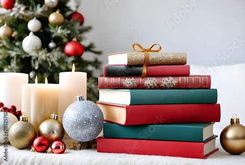 Stack of festive christmas ...