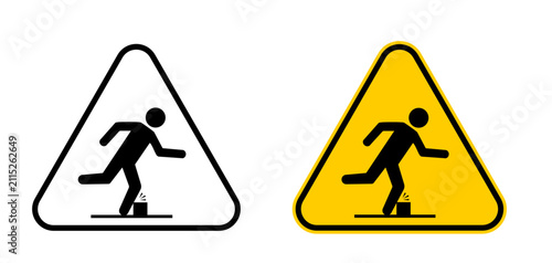 Quadro su tela Trip hazard warning sign icons with watch your step symbol