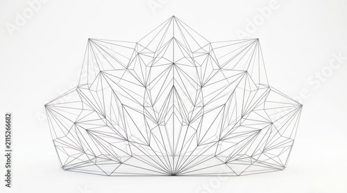 Geometric abstract crown shape in wireframe style on white background