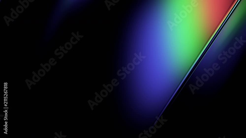 Abstract animation, dark background with color refraction effect, 4k seamless loop 3d animation