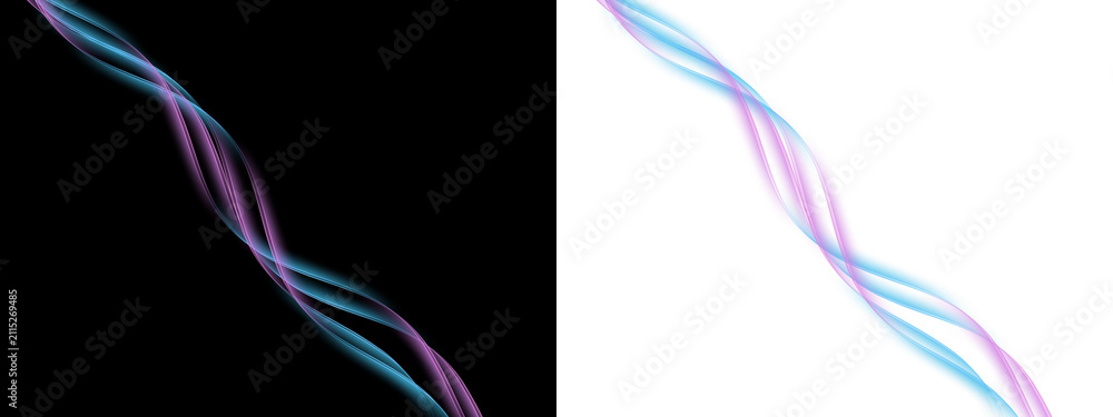Fototapeta premium Abstract colorful flowing light wave lines on black and transparent background, futuristic energy design