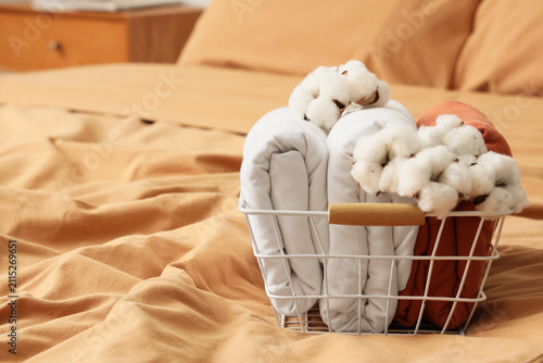 Basket with cotton flowers ...