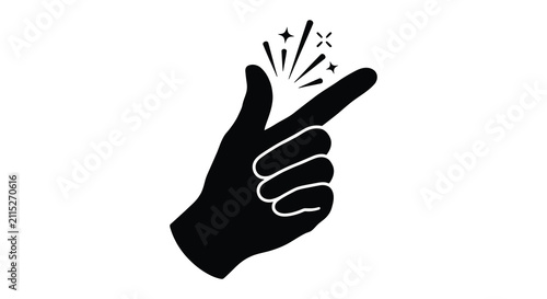 Obraz na płótnie Black silhouette icon of a hand snapping fingers representing ease speed or a si