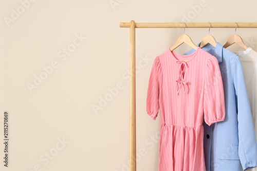 Pink dress and blue blazer ...