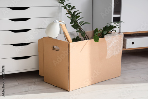 Cardboard box with things i...