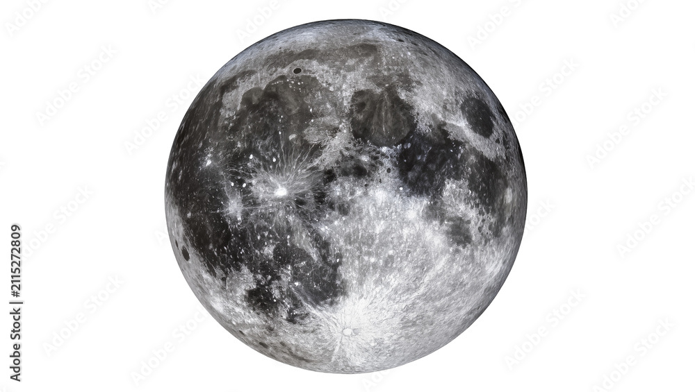Obraz premium Isolated realistic moon sphere showing detailed craters and rugged lunar surface in monochrome