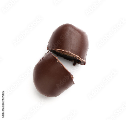 Cut sweet chocolate covered...