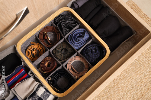 Open drawer with organized ...