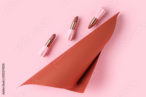 Beautiful brown lipsticks o...