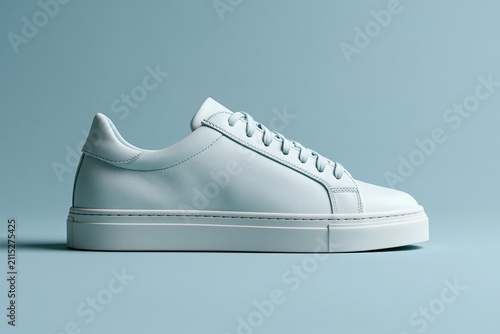 Premium leather sneakers on a soft pastel background, showcasing clean lines and design