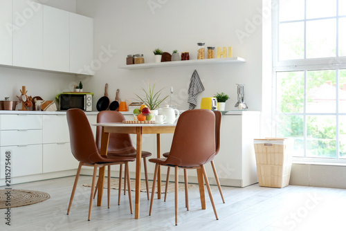 Interior of light kitchen w...