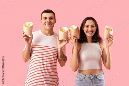 Young couple with french fr...