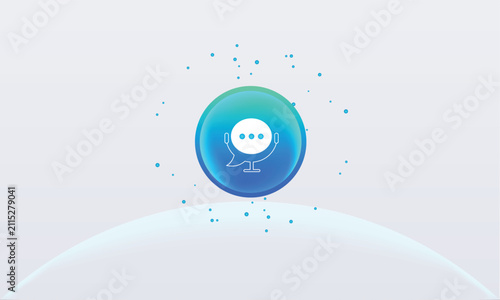 AI bubble speech, assistant voice communication. Virtual service, customer support. Virtual smart icon. Personal assistant. Search, Machine learning, Neural network, Artificial Intelligence. Clear