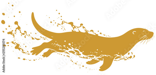 Konstfotografi Vector illustration of a otter in water