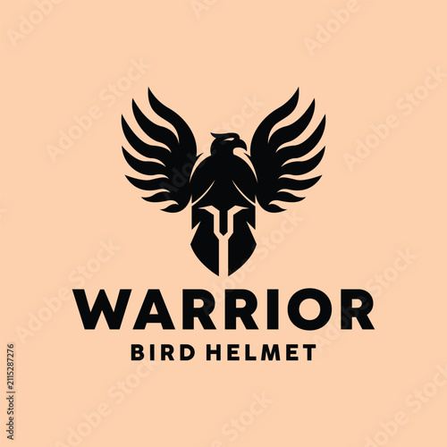 Warrior Helmet Bird Logo Vector Design
