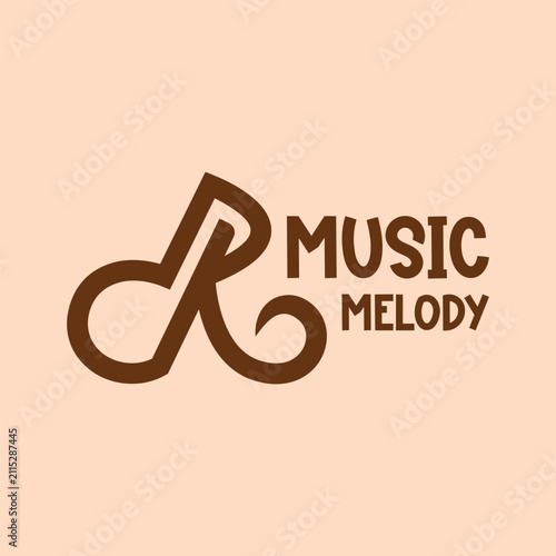 Letter R Music melody Symbol Logo Vector Design