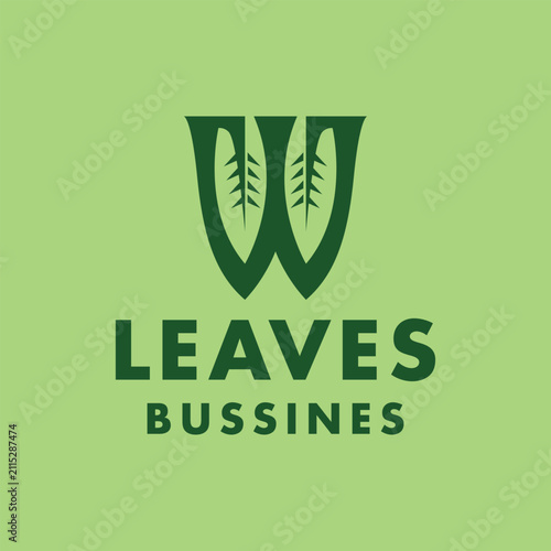 Letter W Leaves nature plant Symbol Logo Vector Design