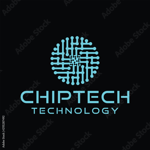 Chip Circle technology Symbol Logo Vector Design