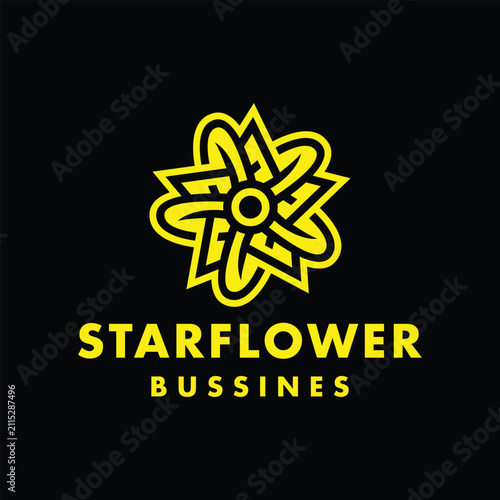 Star Flower Line creative Symbol Logo Vector Design