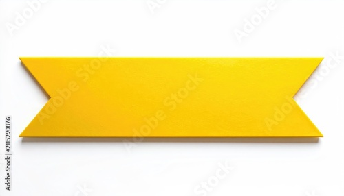 A bright yellow banner shape on a white background