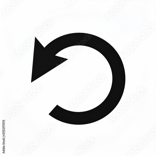 Black circular arrow icon on a white background, indicating refresh or repeat action