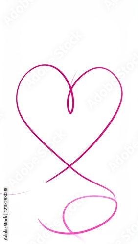Delicate pink ribbon forms a flowing heart shape against a white backdrop