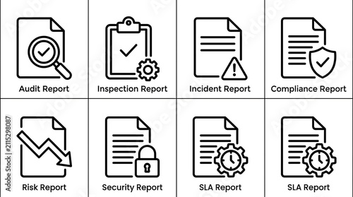 Business Compliance and Reporting Icon Set Vector