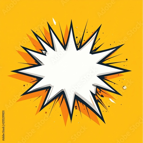 Explosive starburst graphic with bright orange background
